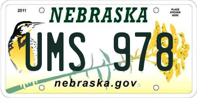 NE license plate UMS978