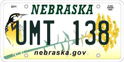 NE license plate UMT138