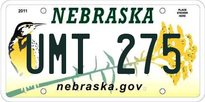 NE license plate UMT275