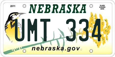 NE license plate UMT334