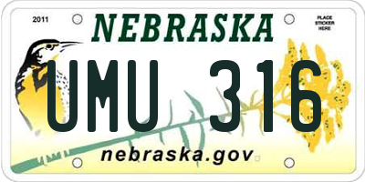 NE license plate UMU316