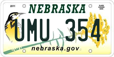 NE license plate UMU354