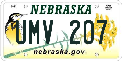 NE license plate UMV207