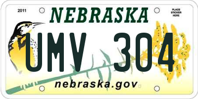 NE license plate UMV304