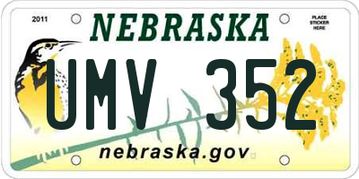 NE license plate UMV352