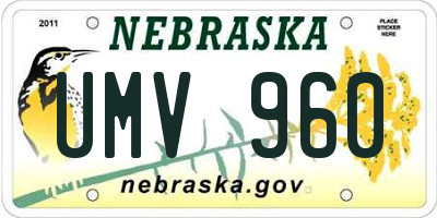 NE license plate UMV960