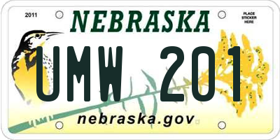 NE license plate UMW201