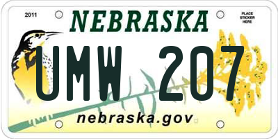NE license plate UMW207