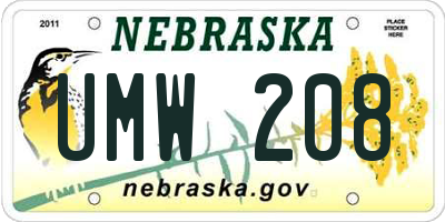NE license plate UMW208