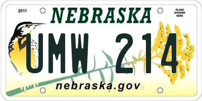 NE license plate UMW214