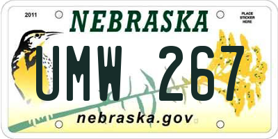 NE license plate UMW267