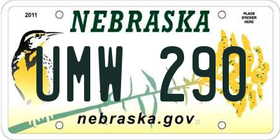 NE license plate UMW290