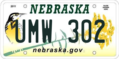NE license plate UMW302
