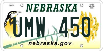 NE license plate UMW450