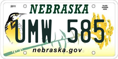 NE license plate UMW585