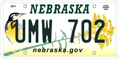 NE license plate UMW702