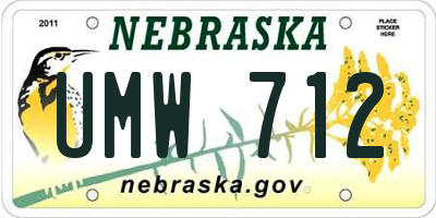 NE license plate UMW712