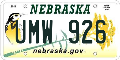 NE license plate UMW926