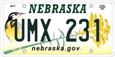 NE license plate UMX231