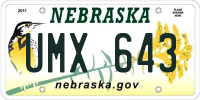 NE license plate UMX643