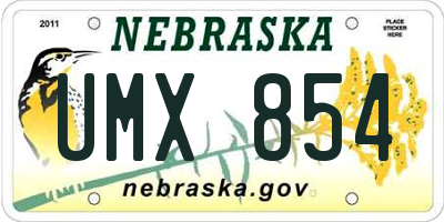NE license plate UMX854