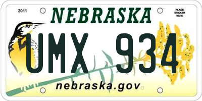 NE license plate UMX934