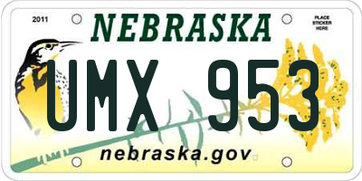 NE license plate UMX953
