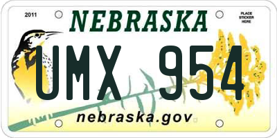 NE license plate UMX954