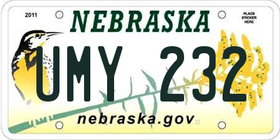 NE license plate UMY232