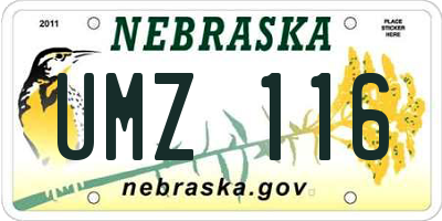 NE license plate UMZ116