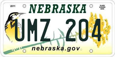 NE license plate UMZ204