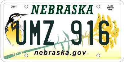 NE license plate UMZ916