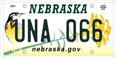 NE license plate UNA066