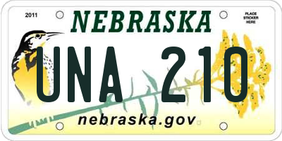 NE license plate UNA210