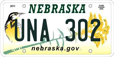 NE license plate UNA302