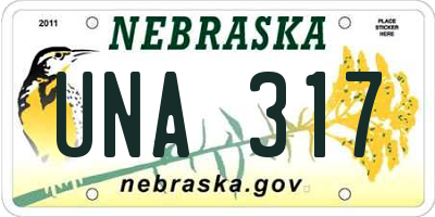 NE license plate UNA317