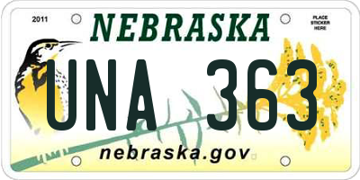NE license plate UNA363