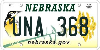 NE license plate UNA368