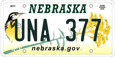 NE license plate UNA377