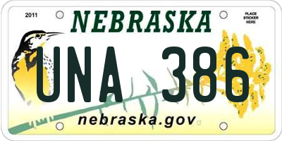 NE license plate UNA386