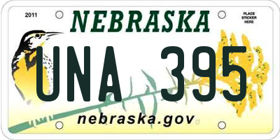 NE license plate UNA395