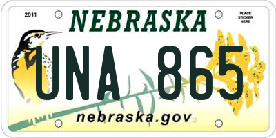NE license plate UNA865