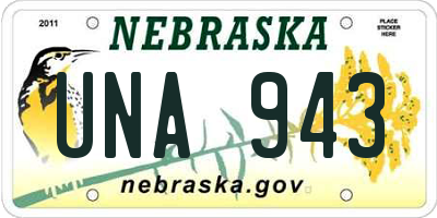 NE license plate UNA943