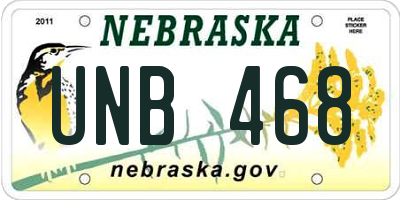 NE license plate UNB468