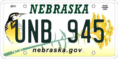 NE license plate UNB945