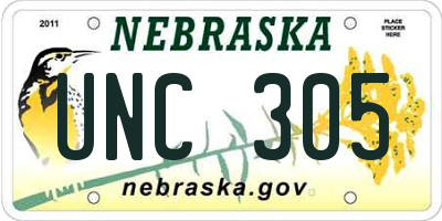 NE license plate UNC305