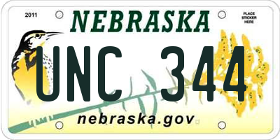 NE license plate UNC344