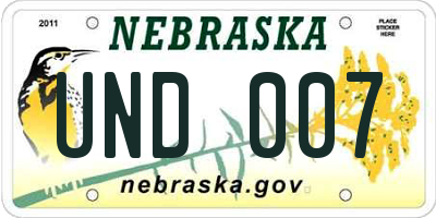 NE license plate UND007