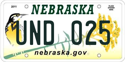 NE license plate UND025