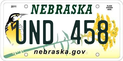 NE license plate UND458